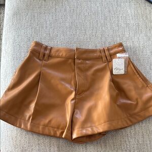We The Free Tan High Waist Shorts with Glossy Finish